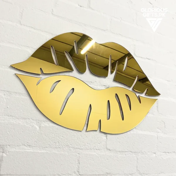 3D Lips Acrylic Wall Golden Mirror Beauty Room Sign GW009 - Image 2