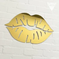 3D Lips Acrylic Wall Golden Mirror Beauty Room Sign GW009