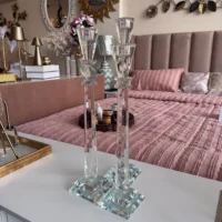 Set of 3 candle stand crystal