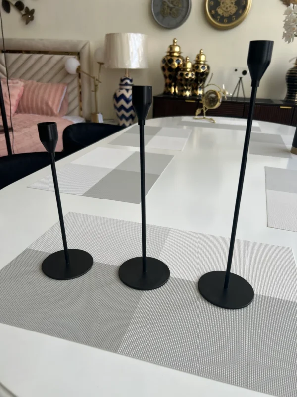 Set of 3 candle stands Black 004 - Image 3