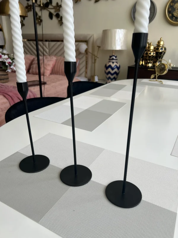 Set of 3 candle stands Black 004