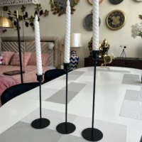 Set of 3 candle stands Black 005