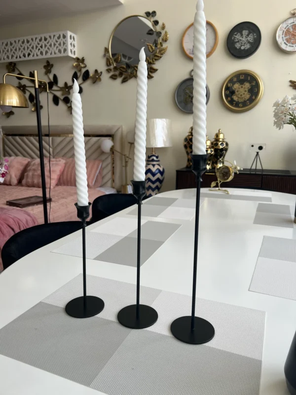 Set of 3 candle stands Black 005