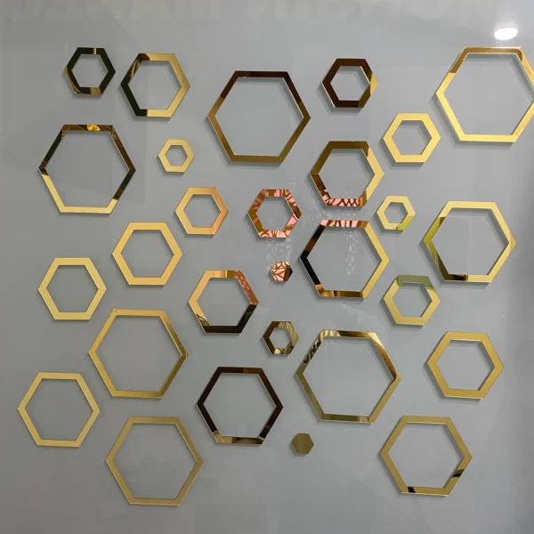 Acrylic Hexagon Ring Mirror Wall Decor Stickers - Image 3