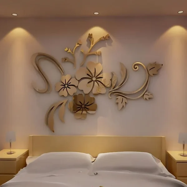 3D Mirror Flower Wall Sticker Stylish Home Décor | GW001