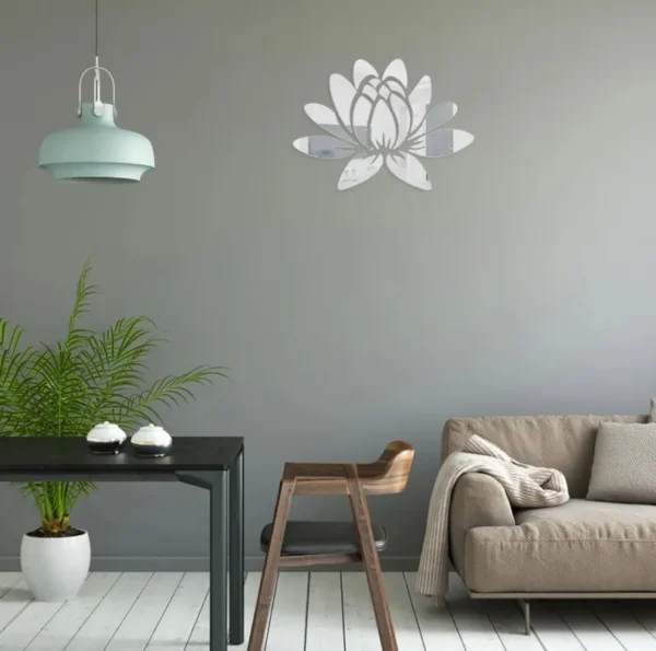 Rose Flower Leaves Silver Mirror Acrylic GW002 - Image 3