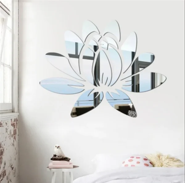 Rose Flower Leaves Silver Mirror Acrylic GW002